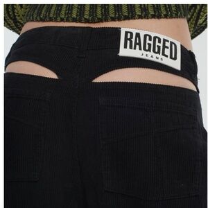 The Ragged Priest Cut Out Cord Release Jean in Black-Size 28